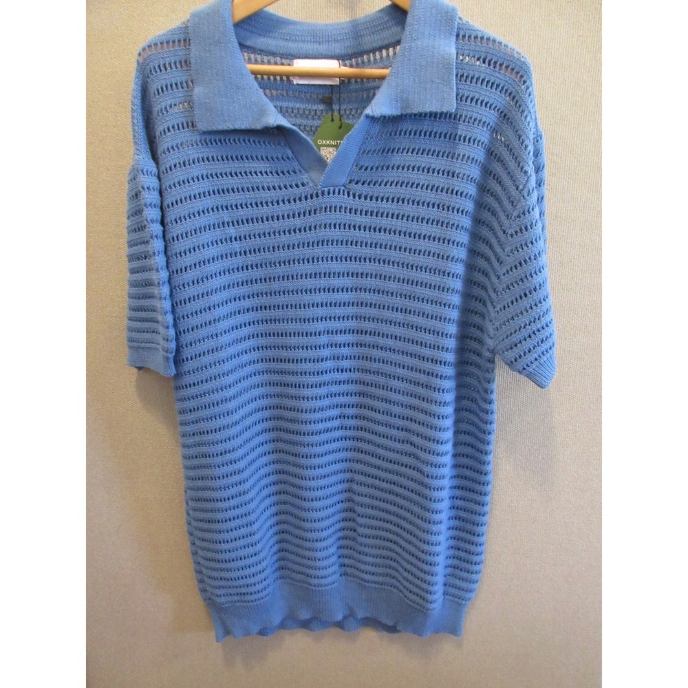 OXKNIT Store Retro 70's Open Knit Polo Sweater XXL Retired
